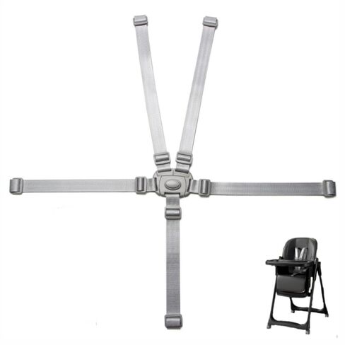 Adjustable High Chair Straps Replacement,Universal 5 Point High Chair Harness Straps Sturdy Safety Strap Belt, High Chair Accessories (Grey) in Kuwait