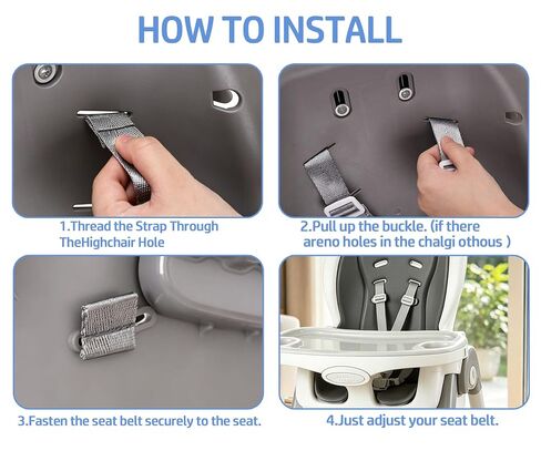 High Chair Straps Replacement for Abiie Beyond Junior High Chair, 5-Point Adjustable Harness Straps, Easy to Install Belt, High Chair Accessory in Kuwait