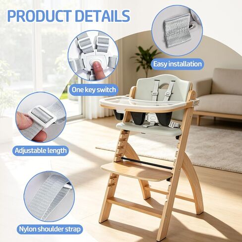 High Chair Straps Replacement for Abiie Beyond Junior High Chair, 5-Point Adjustable Harness Straps, Easy to Install Belt, High Chair Accessory in Kuwait