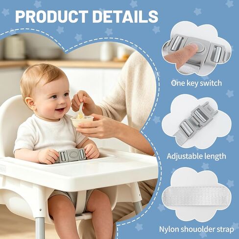 High Chair Straps Compatible with IKEA ANTILOP High Chair, Extra Strong 3-Point Adjustable Replacement Strap, Also Fit for Keekaroo High Chair in Kuwait