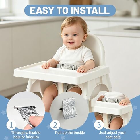 High Chair Straps Compatible with IKEA ANTILOP High Chair, Extra Strong 3-Point Adjustable Replacement Strap, Also Fit for Keekaroo High Chair in Kuwait