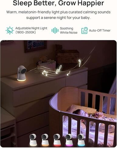 Dr.Care LumiView Smart WiFi Baby Monitor with Clip Mount - 5" 1080P FHD & 2K Camera App Control, Privacy Mode, 5000mAh Removable Battery, Cry & Motion Alerts, HD Night Vision, RGB Night Light in Kuwait