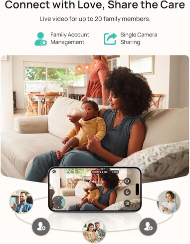 Dr.Care LumiView Smart WiFi Baby Monitor with Clip Mount - 5" 1080P FHD & 2K Camera App Control, Privacy Mode, 5000mAh Removable Battery, Cry & Motion Alerts, HD Night Vision, RGB Night Light in Kuwait