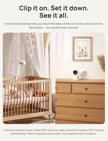 Dr.Care LumiView Smart WiFi Baby Monitor with Clip Mount - 5" 1080P FHD & 2K Camera App Control, Privacy Mode, 5000mAh Removable Battery, Cry & Motion Alerts, HD Night Vision, RGB Night Light in Kuwait