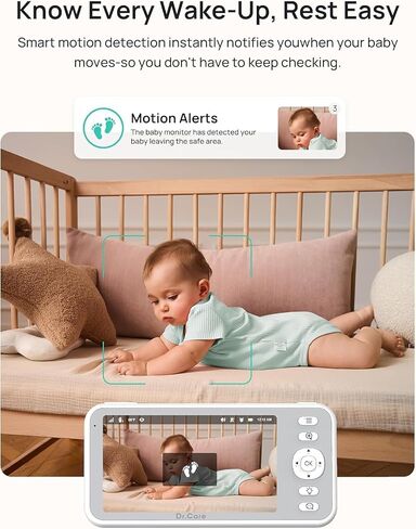 Dr.Care LumiView Smart WiFi Baby Monitor with Clip Mount - 5" 1080P FHD & 2K Camera App Control, Privacy Mode, 5000mAh Removable Battery, Cry & Motion Alerts, HD Night Vision, RGB Night Light in Saudi Arabia