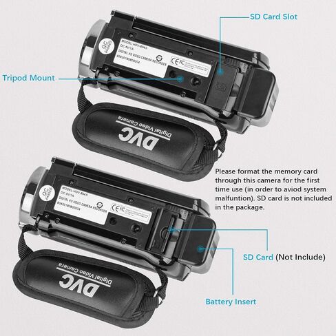 kimire Video Camera Camcorder Digital Camera Recorder Full HD 1080P 15FPS 24MP 3.0 Inch 270 Degree Rotation LCD 16X Digital Zoom Camcorder Camera with 2 Batteries(Black) in Kuwait