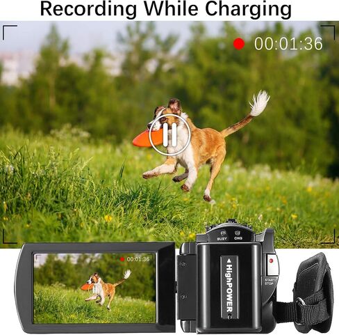 kimire Video Camera Camcorder Digital Camera Recorder Full HD 1080P 15FPS 24MP 3.0 Inch 270 Degree Rotation LCD 16X Digital Zoom Camcorder Camera with 2 Batteries(Black) in Kuwait