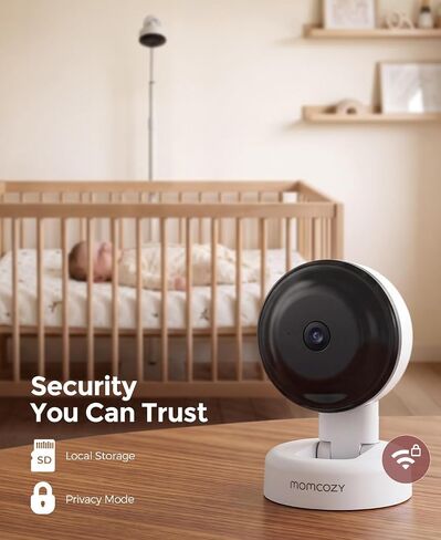 Momcozy Smart Baby Monitor, 2K HD & Night Vision Contact-Free Baby Monitor | Sleep Summary, Electric Safe Fence, Cry/Motion Detection & Auto Soothing, 2.4/5GHz WiFi, 2-Way Audio, No Subscription, BM08 in Kuwait