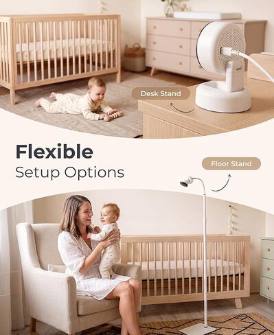 Momcozy Smart Baby Monitor, 2K HD & Night Vision Contact-Free Baby Monitor | Sleep Summary, Electric Safe Fence, Cry/Motion Detection & Auto Soothing, 2.4/5GHz WiFi, 2-Way Audio, No Subscription, BM08 in Kuwait