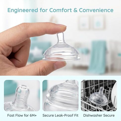 Silicone Nipples Compatible with Comotomo 5oz, 8oz Bottle, Fast Flow, 6+ Months,4 Pack in Kuwait