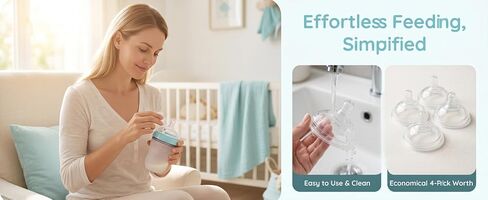 Silicone Nipples Compatible with Comotomo 5oz, 8oz Bottle, Fast Flow, 6+ Months,4 Pack in Kuwait