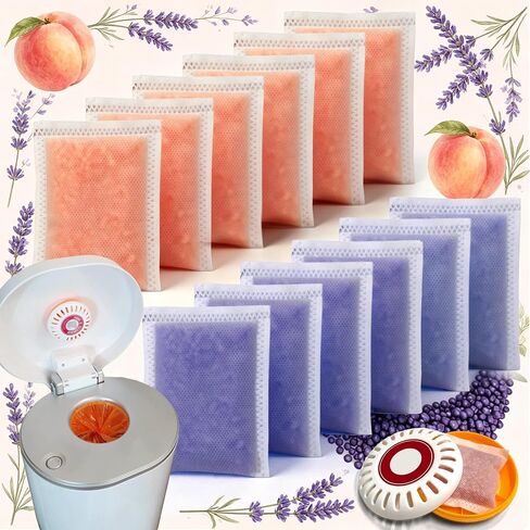 PurifyLogix Diaper Pail Deodorizers for Munchkin Step and Pail Diaper Pails | 12 PCS Activated Carbon Refills for Arm & Hammer Puck Baking Soda Cartridge (3.5"), 6* Lavender & 6* Peach Flavor in Kuwait