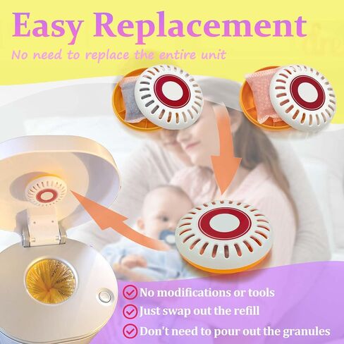 PurifyLogix Diaper Pail Deodorizers for Munchkin Step and Pail Diaper Pails | 12 PCS Activated Carbon Refills for Arm & Hammer Puck Baking Soda Cartridge (3.5"), 6* Lavender & 6* Peach Flavor in Kuwait
