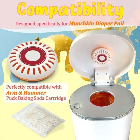 6PCS Baking Soda Refills for Munchkin Step and Pail Diaper Pail | Lemon-Scented Deodorizer for Arm & Hammer Puck Baking Soda Cartridge (3.5"), Odor Removing in Kuwait