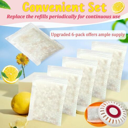6PCS Baking Soda Refills for Munchkin Step and Pail Diaper Pail | Lemon-Scented Deodorizer for Arm & Hammer Puck Baking Soda Cartridge (3.5"), Odor Removing in Kuwait