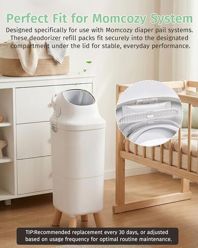 4-Pack Replacement Deodorizer Packs Compatible with Momcozy Diaper Pail, Diaper Pail Deodorizer Refills, Easy Replacement Packs for Nursery Use in Kuwait