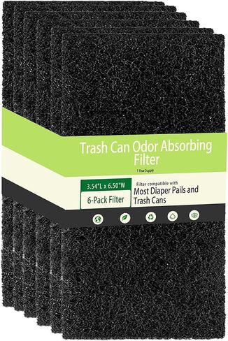 6 Pack Universal Filters for Diaper Pail Trash Can Activated Carbon Filter | Stick-On Diaper Pail Carbon Filters,Garbage Cans Filter Replacement in Kuwait