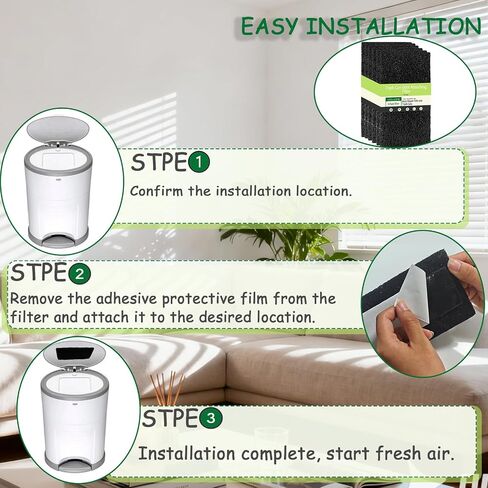 6 Pack Universal Filters for Diaper Pail Trash Can Activated Carbon Filter | Stick-On Diaper Pail Carbon Filters,Garbage Cans Filter Replacement in Kuwait