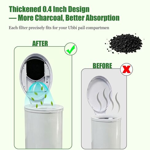 16 Pack 0.4 Inch Thick Baby Diaper Pail Deodorizer Activated Charcoal Odor Absorbing Filters Compatible with Ubbi Steel Diaper Pail Odor Eliminator for Nursery Odor Control in Kuwait