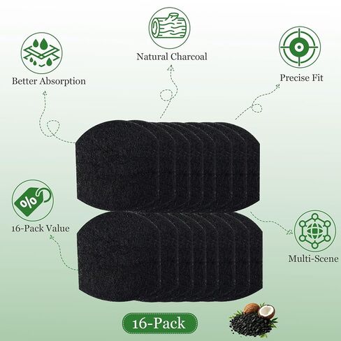 16 Pack 0.4 Inch Thick Baby Diaper Pail Deodorizer Activated Charcoal Odor Absorbing Filters Compatible with Ubbi Steel Diaper Pail Odor Eliminator for Nursery Odor Control in Kuwait