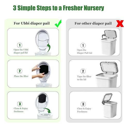 16 Pack 0.4 Inch Thick Baby Diaper Pail Deodorizer Activated Charcoal Odor Absorbing Filters Compatible with Ubbi Steel Diaper Pail Odor Eliminator for Nursery Odor Control in Kuwait