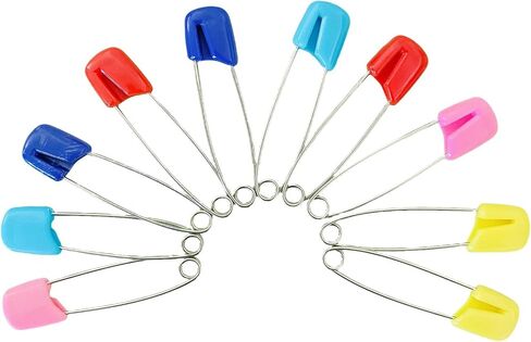10pcs Toddler Nappy Pins with Safety Locking Closures (Large) | Stainless Steel Diaper Pins, toddler safety pins for Cloth Diapers ABS Plastic Safe Locking Closures in Kuwait