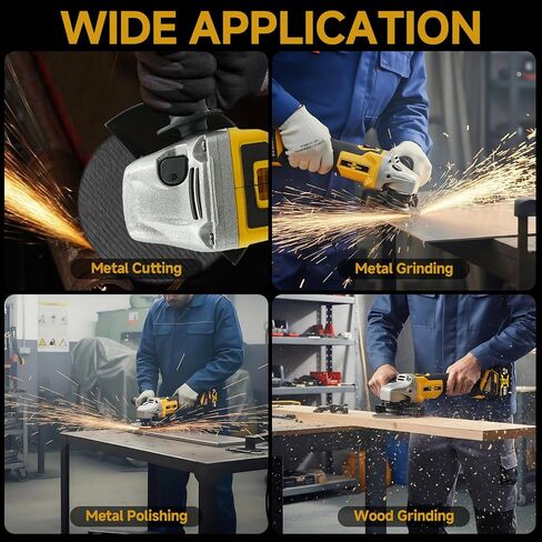 Cordless Angle Grinder 3/8"-16-21V Brushless Motor Battery Grinder Kit, Power Cut Off Tool with 2x4.0Ah Battery & Charger, Grinding Accessories for Metal Cutting, Grinding, Polishing in Kuwait