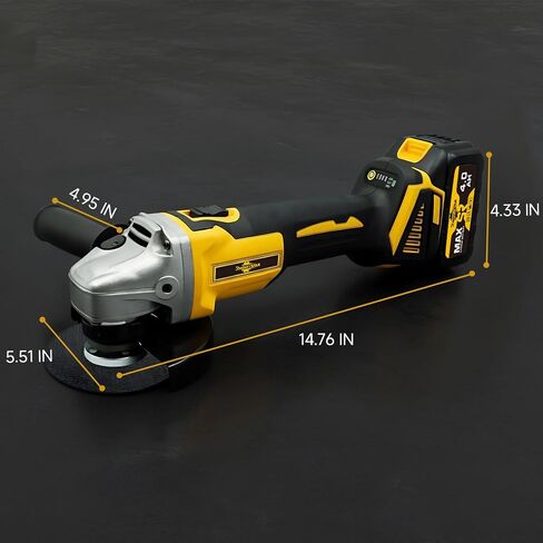 Cordless Angle Grinder 3/8"-16-21V Brushless Motor Battery Grinder Kit, Power Cut Off Tool with 2x4.0Ah Battery & Charger, Grinding Accessories for Metal Cutting, Grinding, Polishing in Kuwait