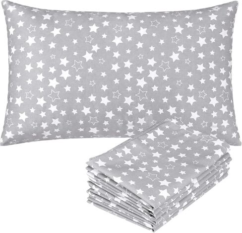 Peryiter 6 Pack Toddler Pillowcases for Daycare, 9x14 Inch Soft Microfiber Kids Pillow Covers with Stars Mini Envelope Closure Pillowcases for Girl Boy Toddler Bed Travel Nap Sleeping Pillow(Gray) in Kuwait