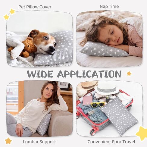 Peryiter 6 Pack Toddler Pillowcases for Daycare, 9x14 Inch Soft Microfiber Kids Pillow Covers with Stars Mini Envelope Closure Pillowcases for Girl Boy Toddler Bed Travel Nap Sleeping Pillow(Gray) in Kuwait