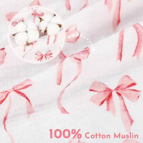 Muslin Toddler Pillowcase 2 Pack for Girls, Kid Small Pillow Cases with Envelope Closure, Toddler Pillow Cover for 13"x18" 14"x20" Soft and Breathable Travel Pillowcase, Pink Bow in Kuwait