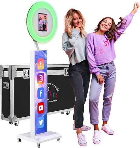 Portable Photo Booth Stand Shell with Flight Case, Fits for 12.9in 11in 10.9in 10.2in Ipad,Selfie Photo Booth with ChackTok PhotoBooth VIP Member,Ideal for Parties,Wedding and Events in Kuwait
