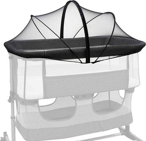 Bassinet Mosquito Net Cover to Keep Cats & Bugs Out for Baby, Two-Way Zipper, Portable Bassinet Cover with Storage Bag, Breathable Baby Mosquito Net for Travel Crib, Black in Kuwait