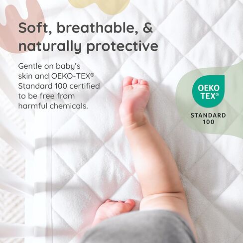 Margaux & May Pack N Play Mattress Protector – 100% Waterproof Mini Crib Mattress Protector & Playard Mattress Cover, Oeko-TEX® Certified, Soft Noiseless Protection, 39" x 27" in Kuwait