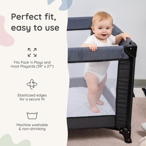 Margaux & May Pack N Play Mattress Protector – 100% Waterproof Mini Crib Mattress Protector & Playard Mattress Cover, Oeko-TEX® Certified, Soft Noiseless Protection, 39" x 27" in Kuwait