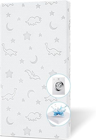 2" x 27.5" x 52" Crib Mattress Topper, High Density Foam Toddler Mattress Topper with Waterproof Cover Fits Standard Size Cribs in Kuwait