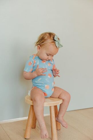 Copper Pearl Short Sleeve Bodysuit Baby: Ultra Soft Bodysuits for Newborns, Boys, Girls, and Infants - Stylish, Comfortable, Overlap Shoulders, Premium Knit Fabric - Clementine, Newborn in Kuwait