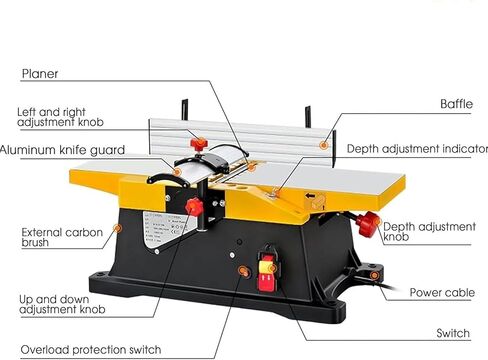 Multi-Function Woodworking Jointer,2000R/min, 3mm Cutting Depth, 1800W Electric Planer for Precision Handwork and Small Workshops in Kuwait