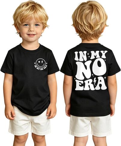 SOFEON Toddler Boys in My No Era Shirt Retro Groovy Happy Face Graphic Tees Kids Funny Sassy T-Shirt Summer Short Sleeve Tops in Kuwait