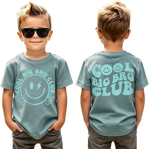 BOUTIKOME Big Brother Shirt Toddler Boys Cool Big Bro Club T-Shirt Sibling Reveal Promoted to Big Brother Gift for Boy 2-7Y in Kuwait