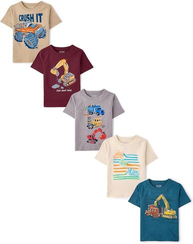 The Children's Place Baby Boys' and Toddler Short Sleeve Graphic T-Shirts,5-Pack in Kuwait