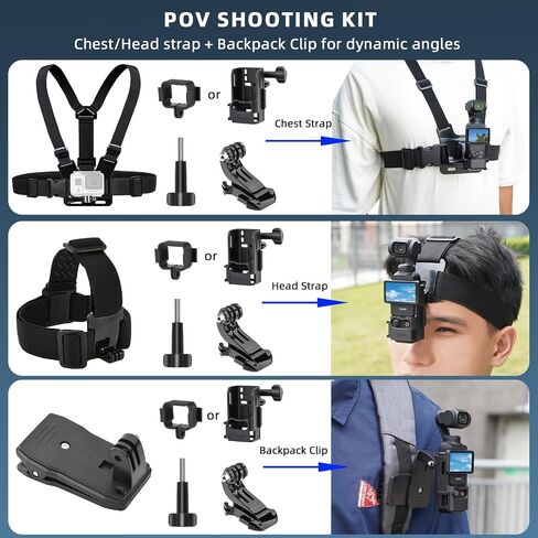 BRDRC 22-in-1 Accessories Kit Mini Tripod for Pocket 3 4, Magnetic Base Desktop Stand,Hard Case, Suction Car Mount, Selfie Stick, Phone Holder, Chest Strap for Pocket 3 4 Xtra Muse Accessories in Kuwait