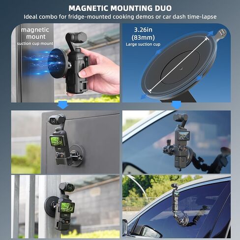 BRDRC 22-in-1 Accessories Kit Mini Tripod for Pocket 3 4, Magnetic Base Desktop Stand,Hard Case, Suction Car Mount, Selfie Stick, Phone Holder, Chest Strap for Pocket 3 4 Xtra Muse Accessories in Kuwait