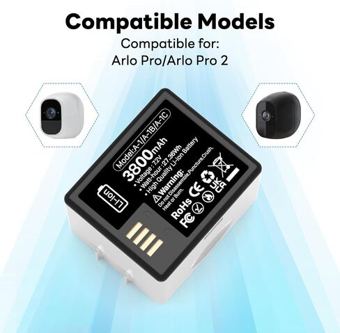 2pack 3800mAh Long-Life for Arlo pro Battery, 2026 Upgrade Rechargeable Battery Compatible with Arlo Pro/Pro 2 Camera in Kuwait