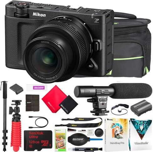 Nikon ZR Cinema Camera 6K Full-Frame with 24-50mm Lens Kit, RED Color Science, Deco Gear Photography Bag, Microphone, Monopod, 128GB Memory Card, Software & Accessories, USA Warranty in Kuwait