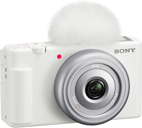 Sony ZV-1F Vlogging Camera Bundle (White) | 20.1MP 1" Sensor, 4K Video, 20mm Wide Lens, Flip Screen & Directional Mic | Ideal for Vlogging & Content Creation (ZV1F/W) + 64GB Card + Camera Bag in Kuwait