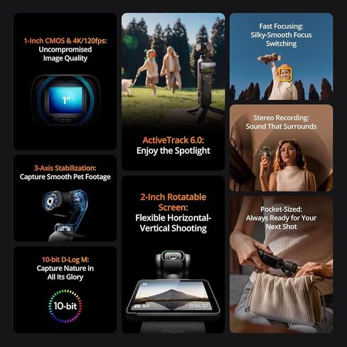 DJI Osmo Pocket 3 Capture More Combo with 4K/120fps Video and 3-Axis Stabilization Vlogging Camera + 64GB Memory Card + Wireless Lavalier Microphone + More (Creator Bundle) in Kuwait