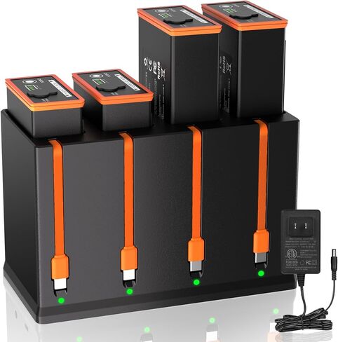 JYJZPB 4 Pack Rechargeable for Moultrie Edge 2 Battery Pack+4 Port Charger | Compatible with Moultrie Cellular Trail Camera EDGE,EDGE 2,EDGE 3,EDGE PRO,EDGE 2 PRO,EDGE 3 PRO,USB-C Solar Panels Charging in Kuwait