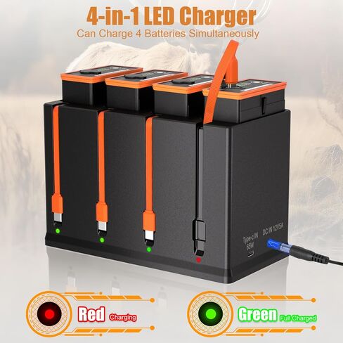 JYJZPB 4 Pack Rechargeable for Moultrie Edge 2 Battery Pack+4 Port Charger | Compatible with Moultrie Cellular Trail Camera EDGE,EDGE 2,EDGE 3,EDGE PRO,EDGE 2 PRO,EDGE 3 PRO,USB-C Solar Panels Charging in Kuwait