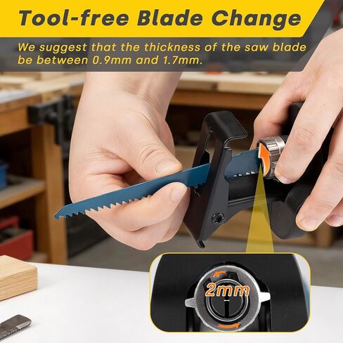 Enventor 7A/850W Electric Reciprocating Saw Corded for Wood, Metal Cutting | 6 Saw Blades, 1-1/10" Variable Speed Adjustment, 0-45° Degree Adjustment, 6-level Speed Adjustment, 0-2,800 SPM in Kuwait